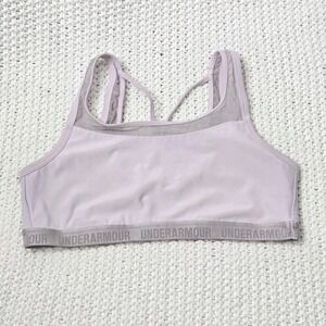 Under Armour Women's Mid Breathe Sports Bra Purple Grey Sz M Activewear
